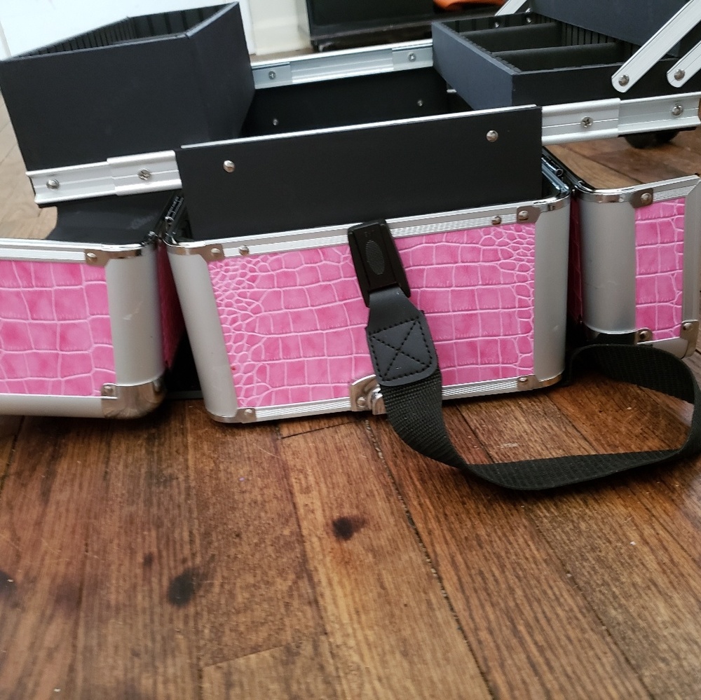 Pink caboodle, train case